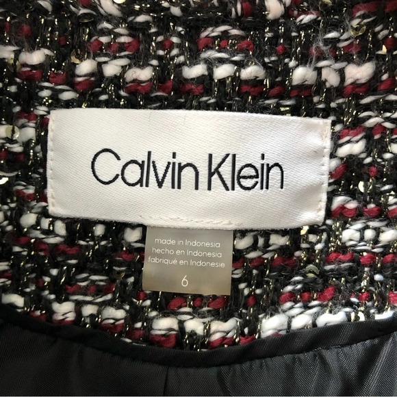 NWT Calvin Klein Tweed Sequin Long Coat 6 - Picture 10 of 13